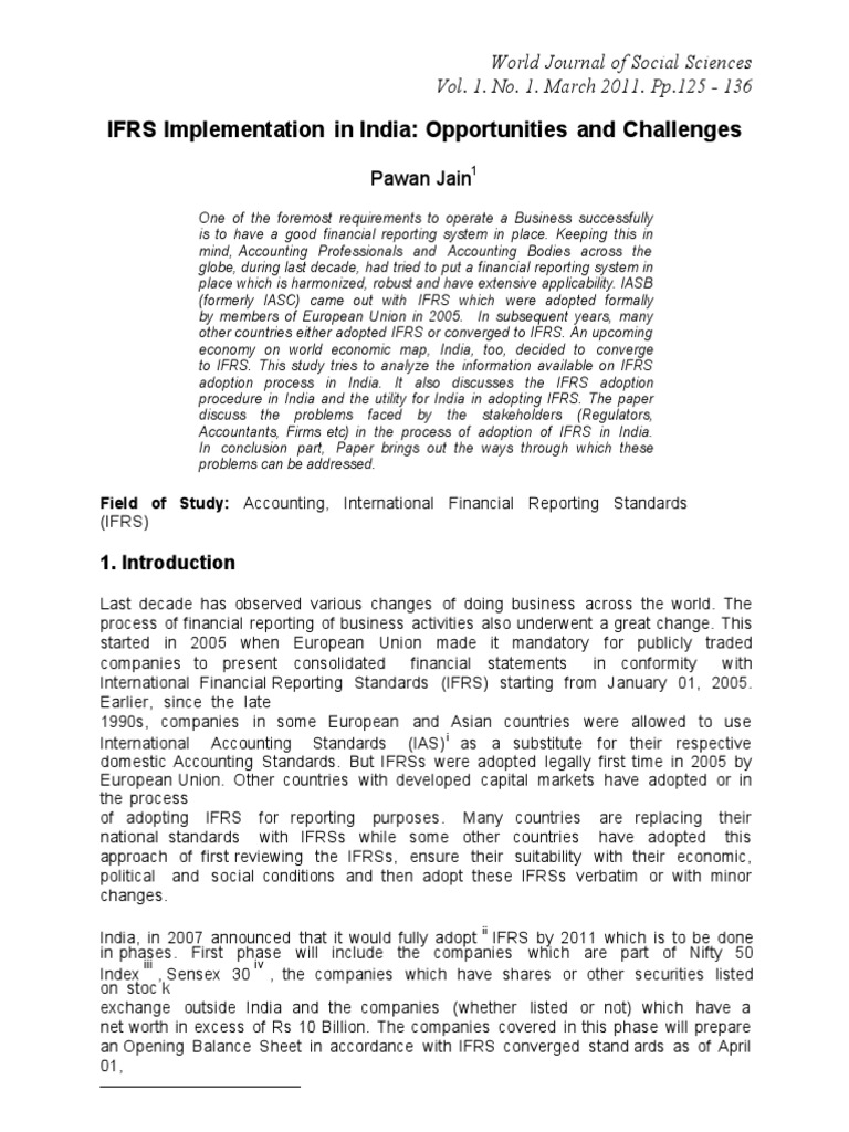 IFRS Adoption in India: Challenges & Solutions | PDF | International ...