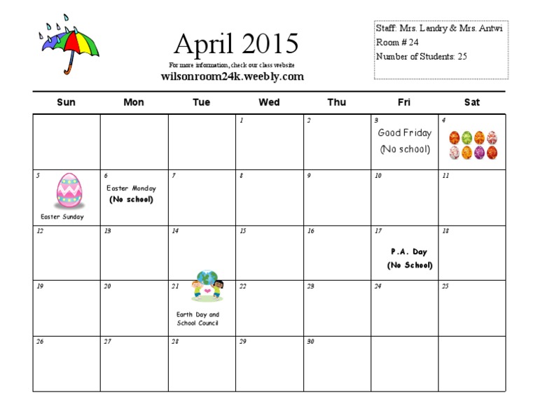April Calendar PDF