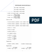 Tabla de Identidades Trigonometricas e Hiperbolicas