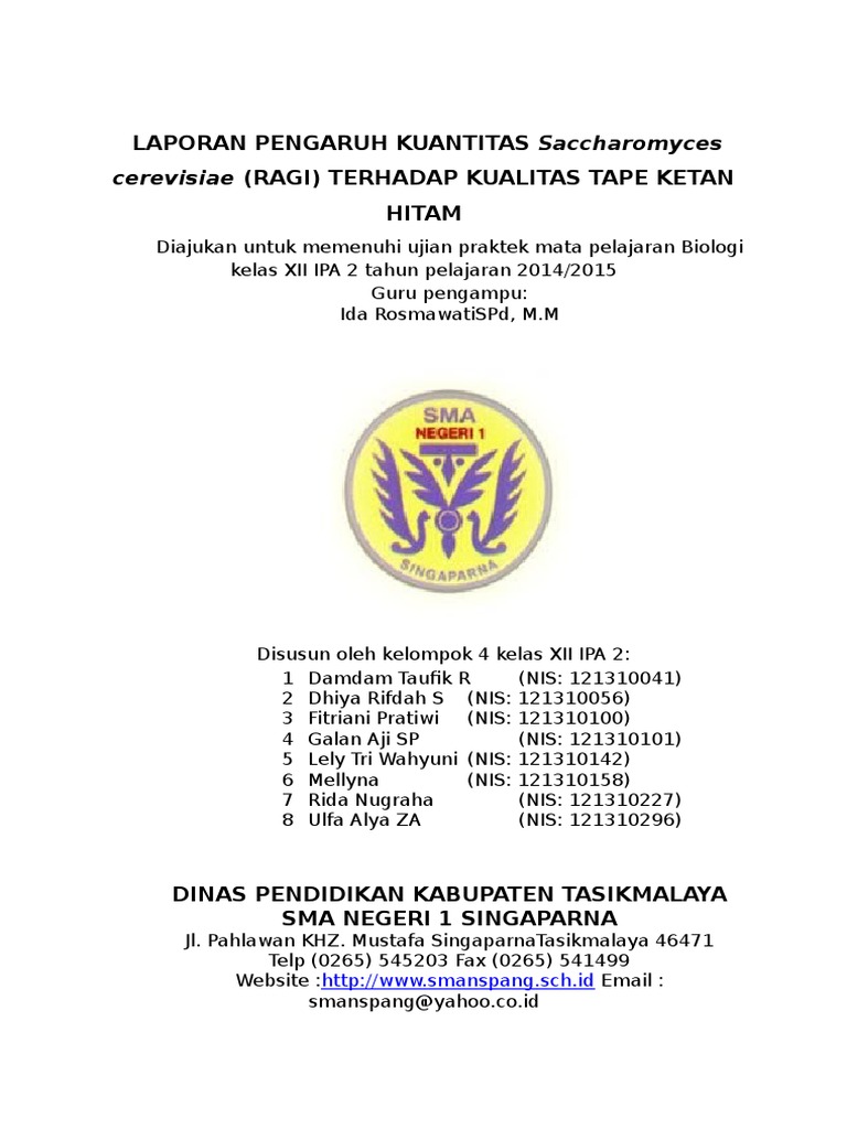 Makalah Pembuatan Tape Ketan Hitam
