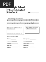 The Gagie School: 5 Grade Beginning Band Written Test # 1