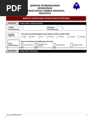 Borang Permohonan Pengiktirafan Personal Pdf