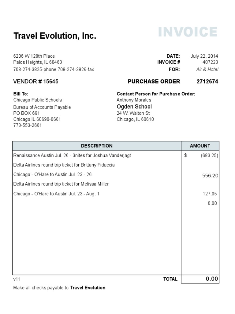 Travel Invoice Template