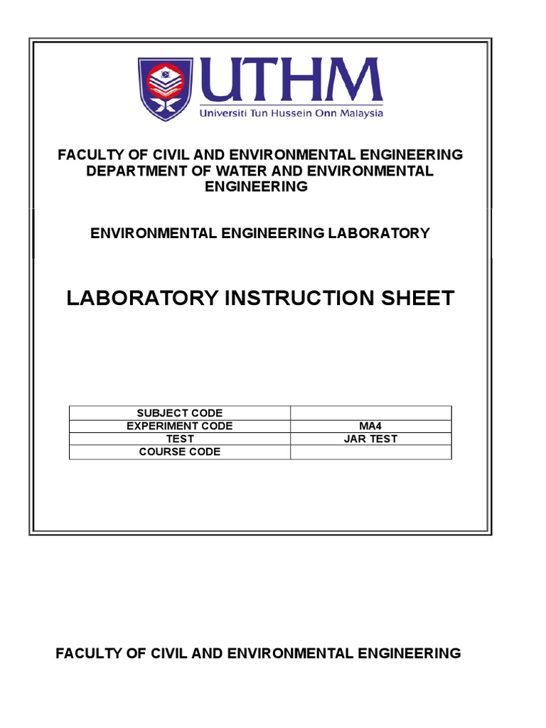 Jar Test Labsheet PDF Environmental Engineering Chemistry