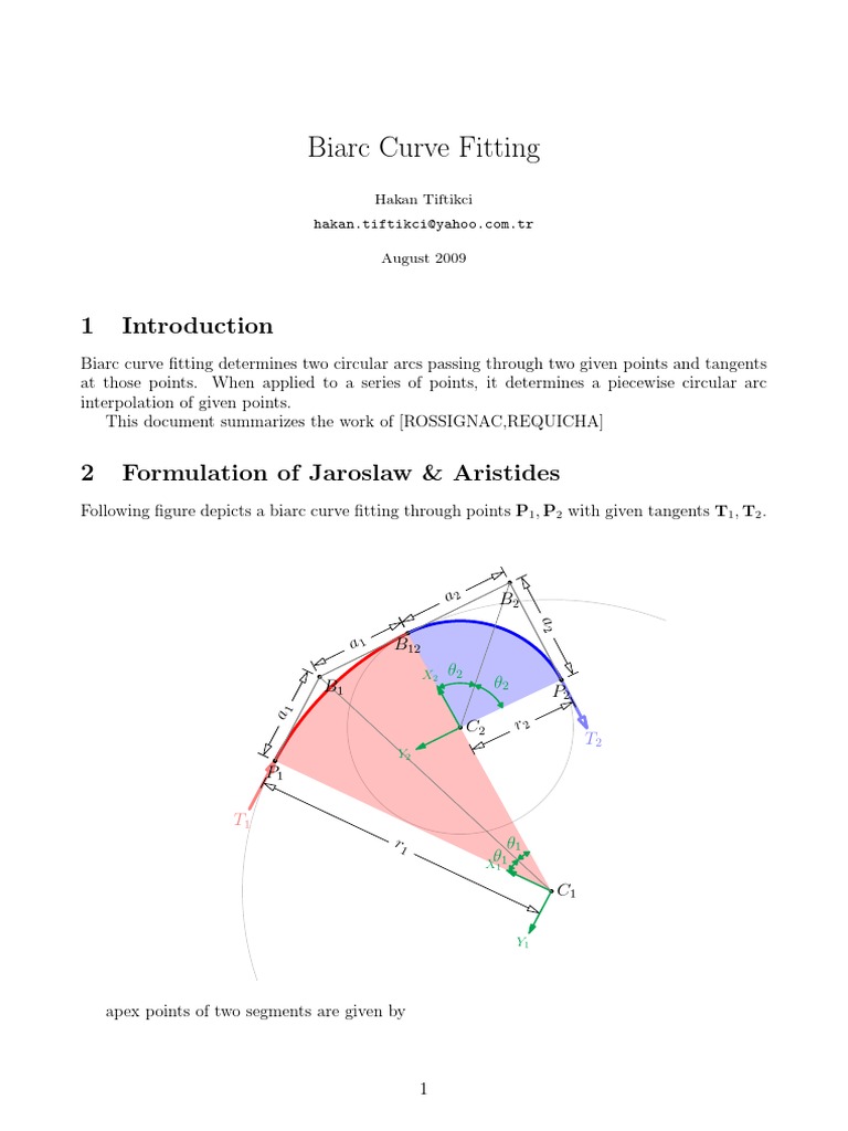 Biarc Curve Fitting Techniques | PDF | Trigonometric Functions | Sine