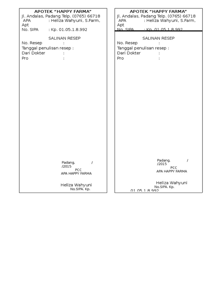 Salinan Resep Apotek Happy Farma | PDF | Kesehatan Holistik