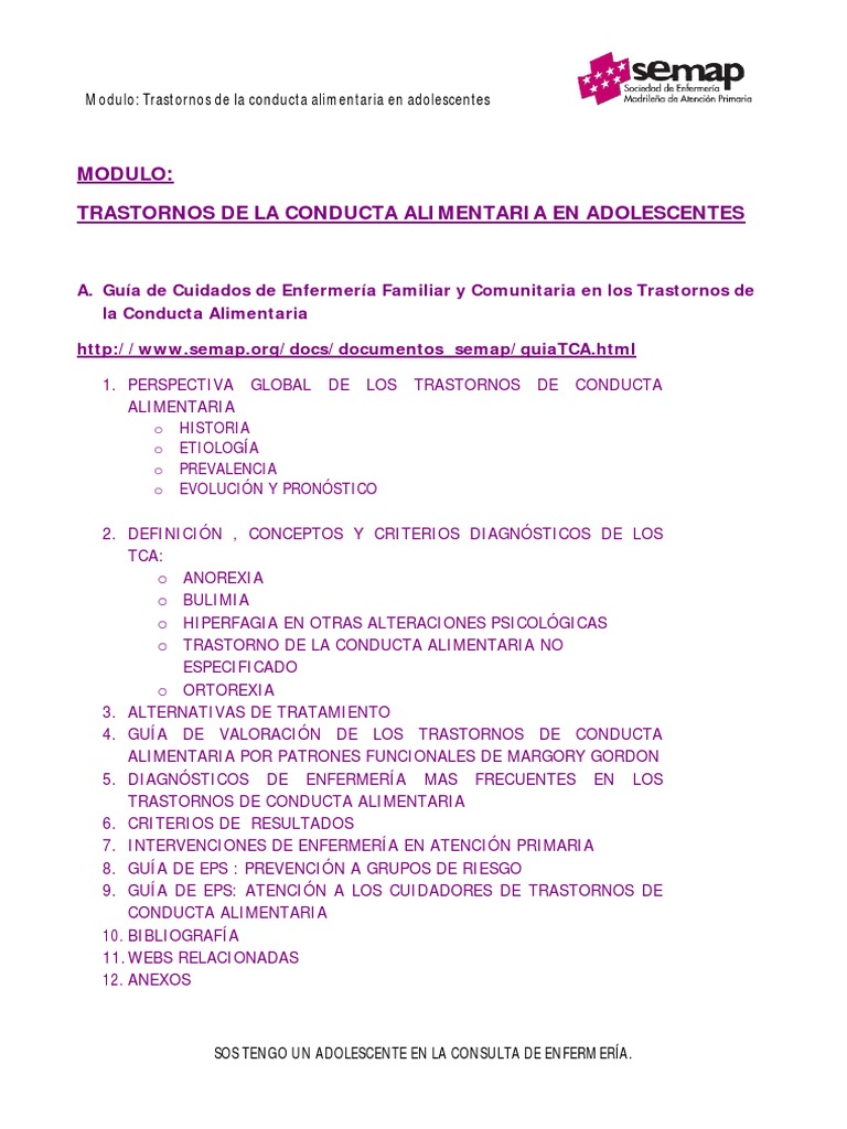 Tca Pdf Desorden Alimenticio Enfermería