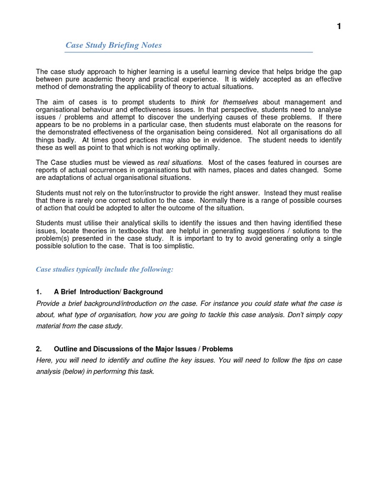 Case Study Method Briefing Notes | PDF | Leadership | Case Study