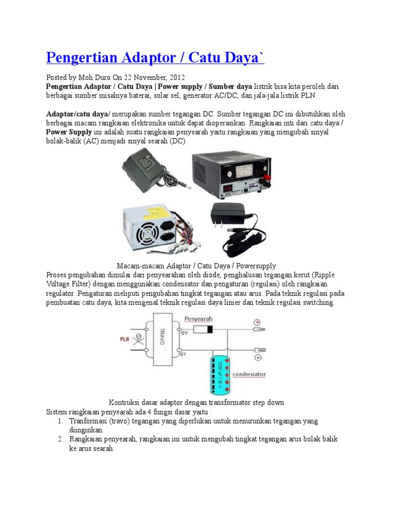 Pengertian dan Fungsi Adaptor Daya | PDF