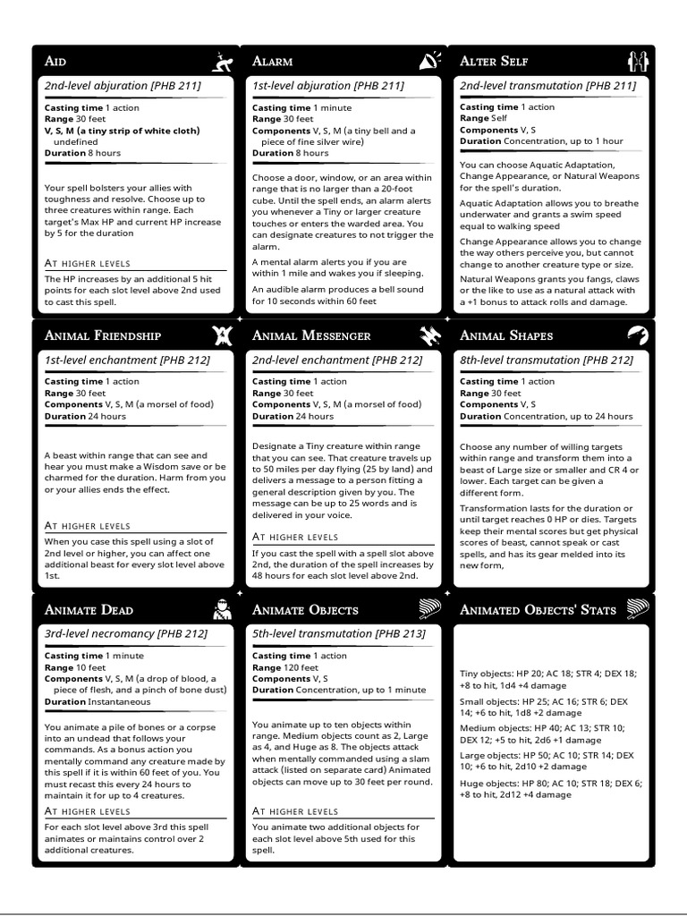 D&D 5E Complete Spell List | PDF | Nature