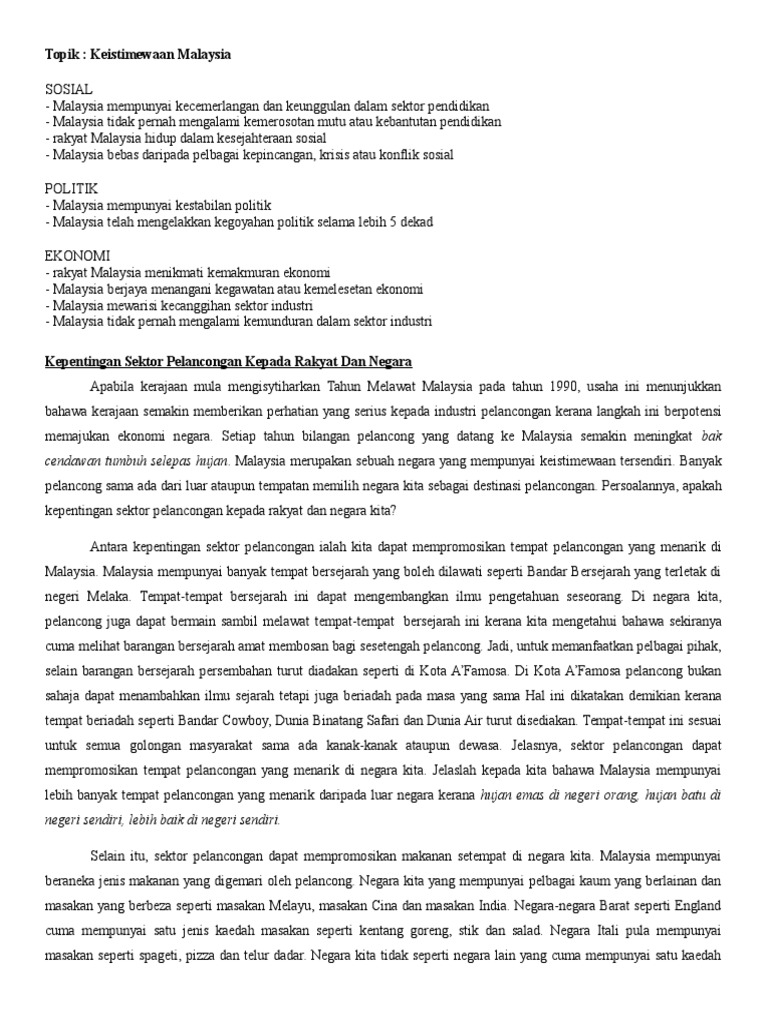 Kepentingan Sektor Pelancongan Spm Pdf