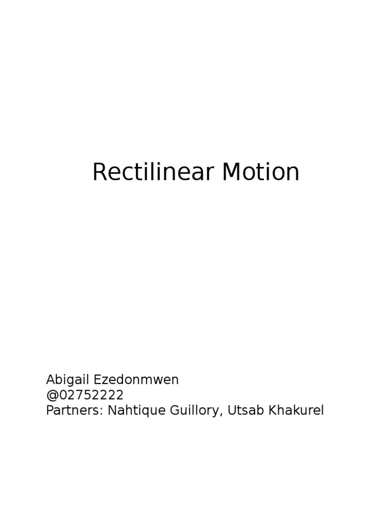 Rectilinear Motion Lab PDF