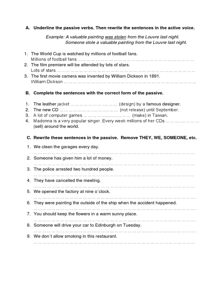 Ejercicios Pasiva Inglés | Leisure