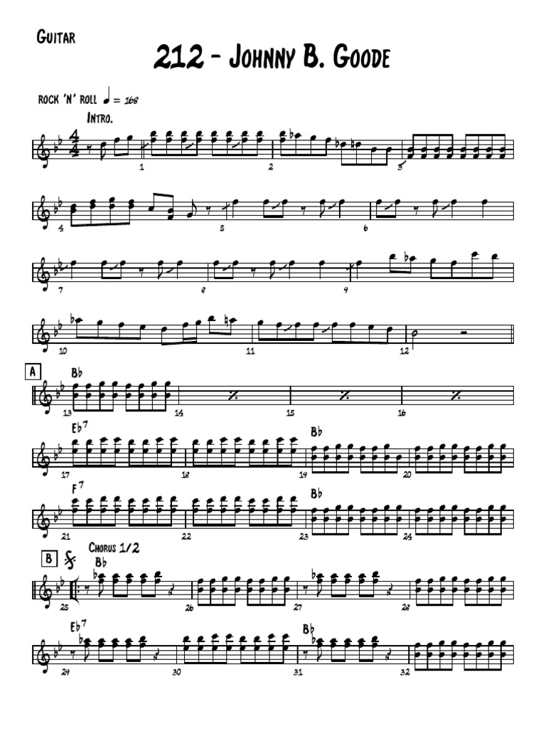 212 Johnny B GoodeScore Guitar