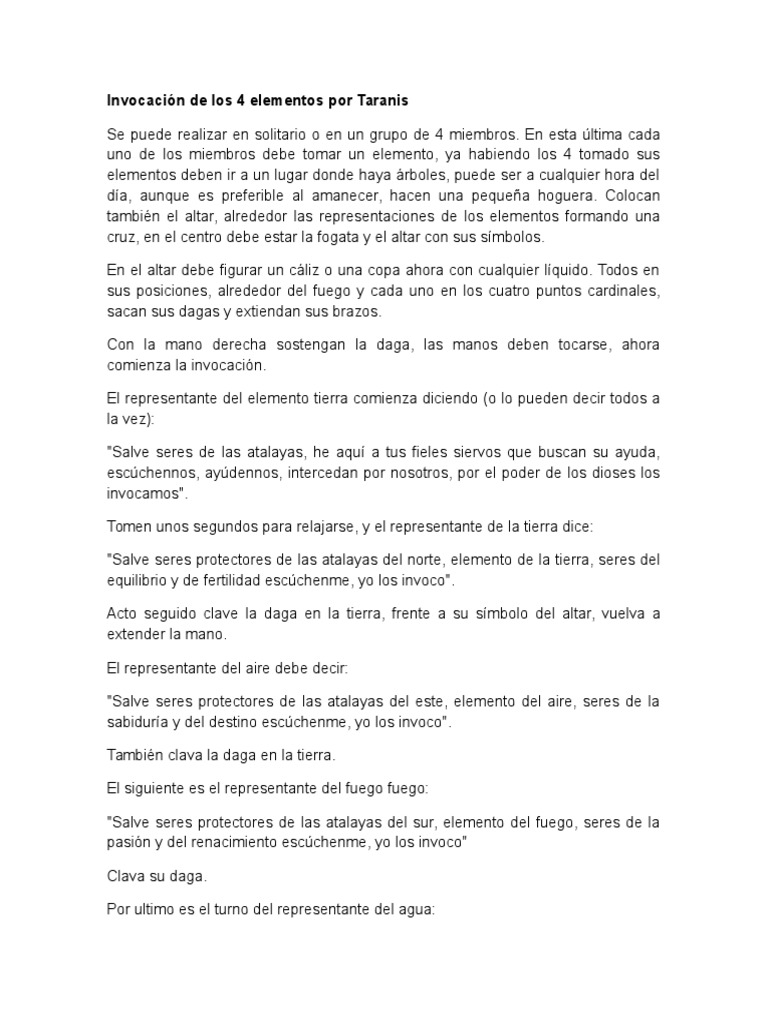 Invocación de los Cuatro Elementos | PDF | Incendios | Altar