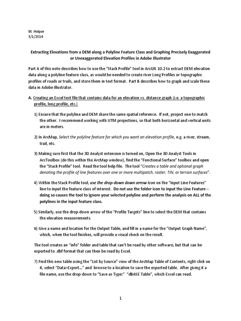 Extracting Elevations From A Dem Along A Polyline Feature Class Pdf Pdf