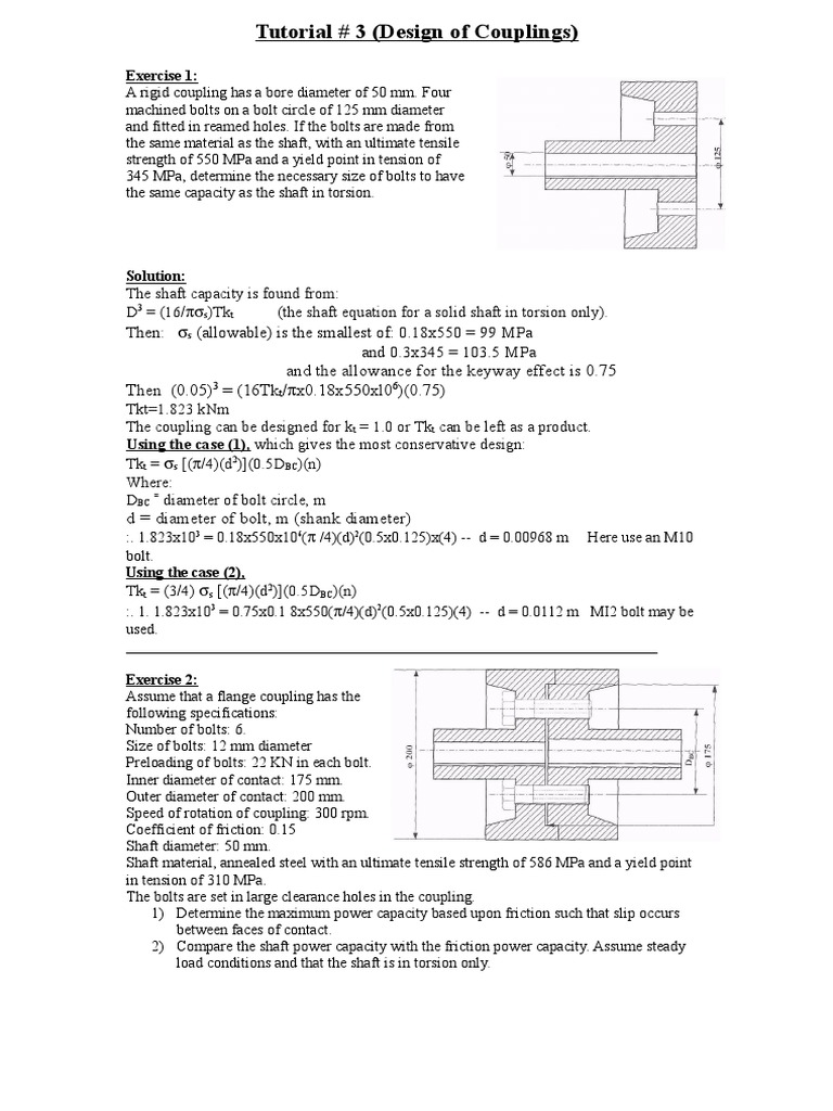 Tutorial 6 Couplings | PDF | Screw | Strength Of Materials