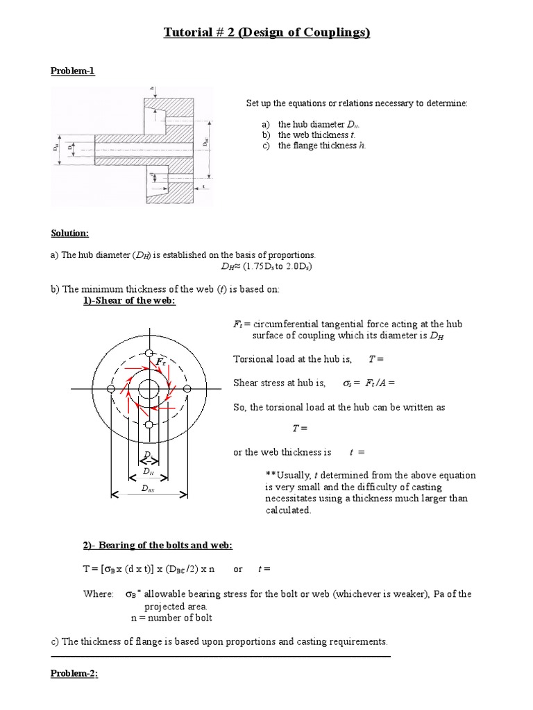 Tutorial6 Couplings Problems and solutions Screw Strength Of