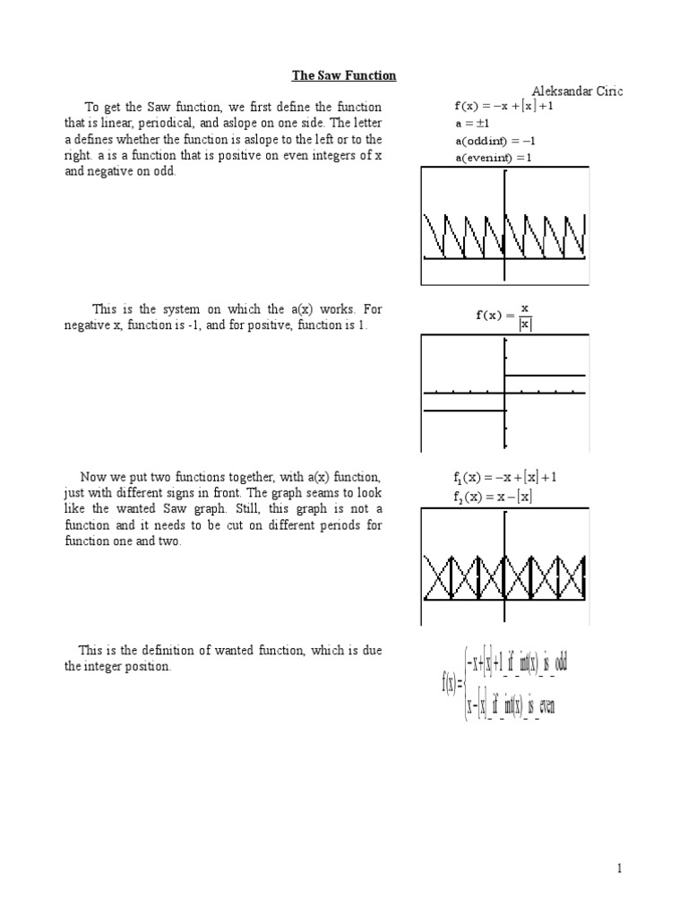 The Saw Function Sine Function (Mathematics)