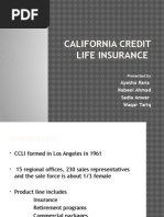 California Credit Life Insurance: Ayesha Rana Nabeel Ahmad Sadia Anwar Waqar Tariq