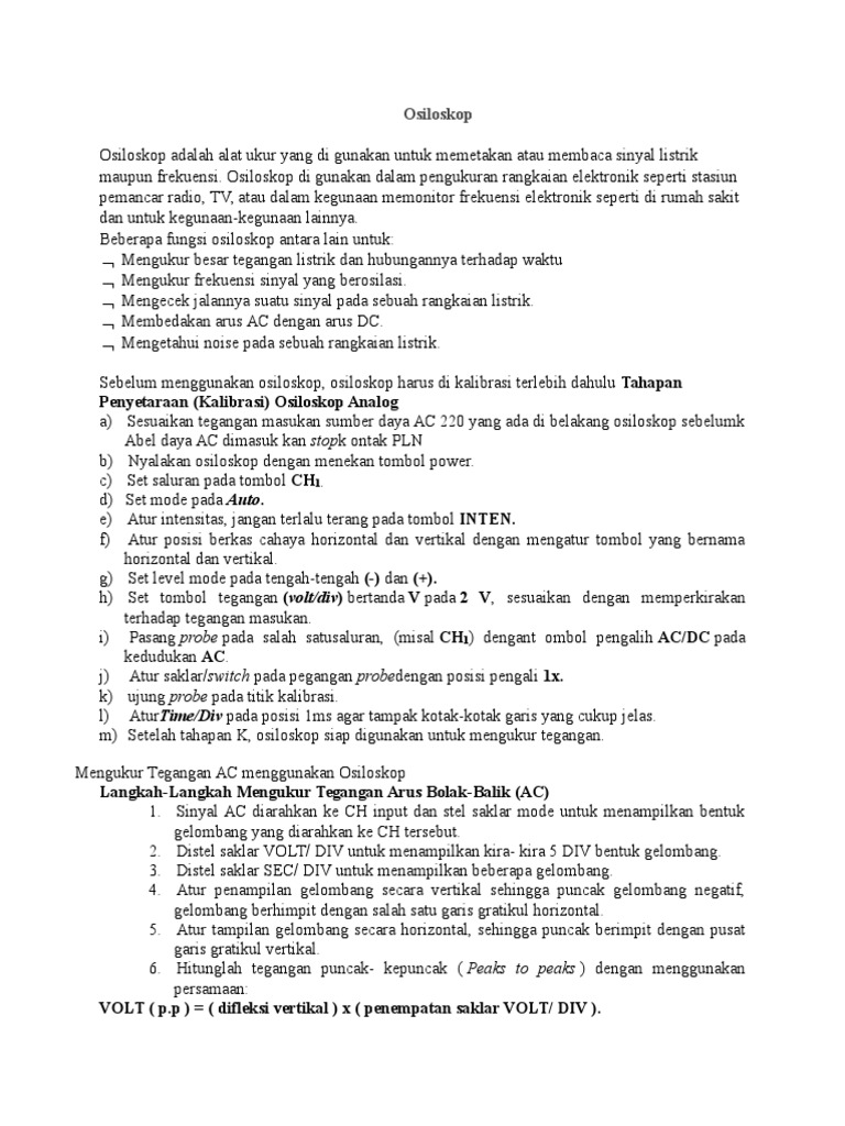 Cara Menggunakan Osiloskop Tegangan AC