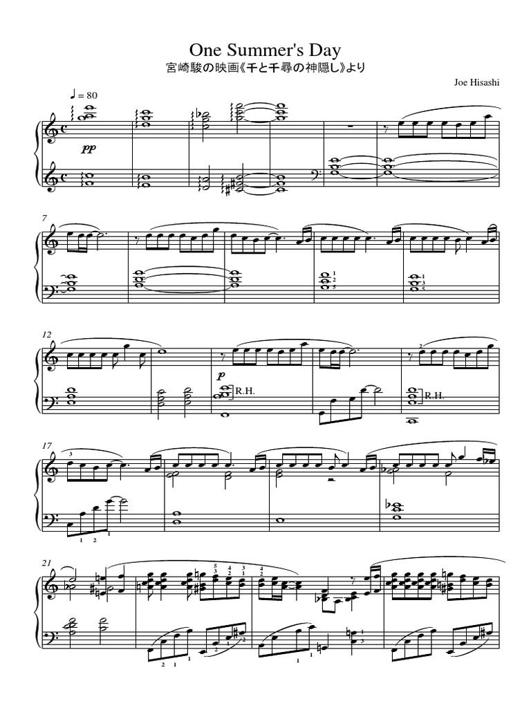 One Summer's Day Piano Sheet