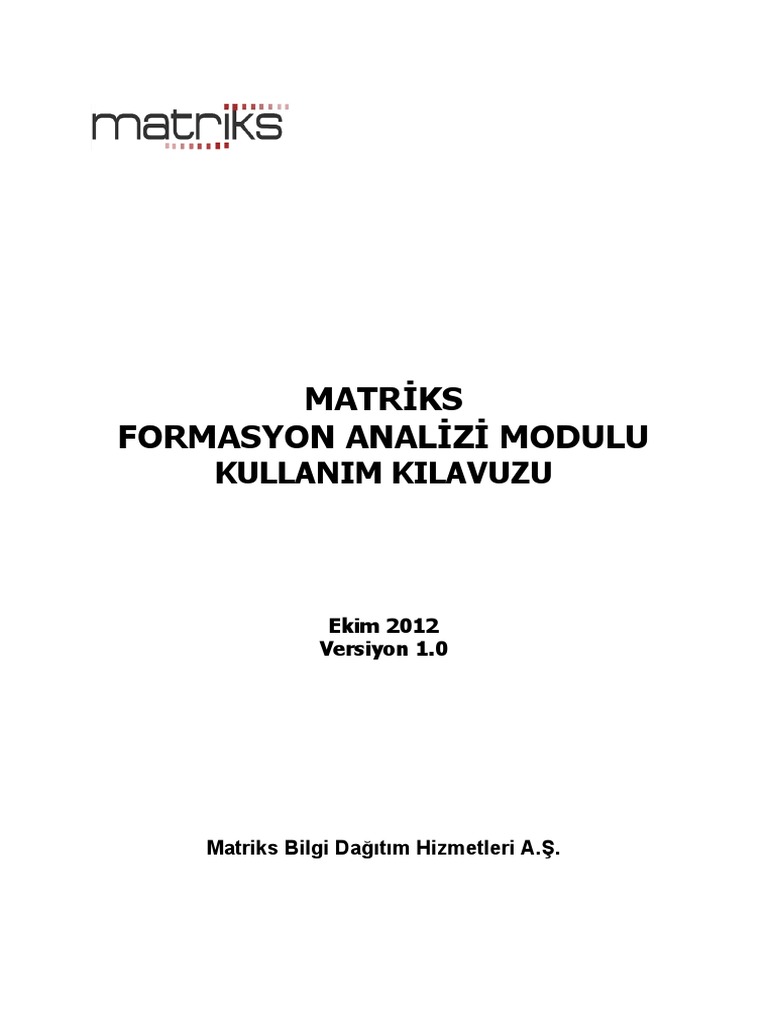Matriks Formasyon Analiz Modulu | PDF