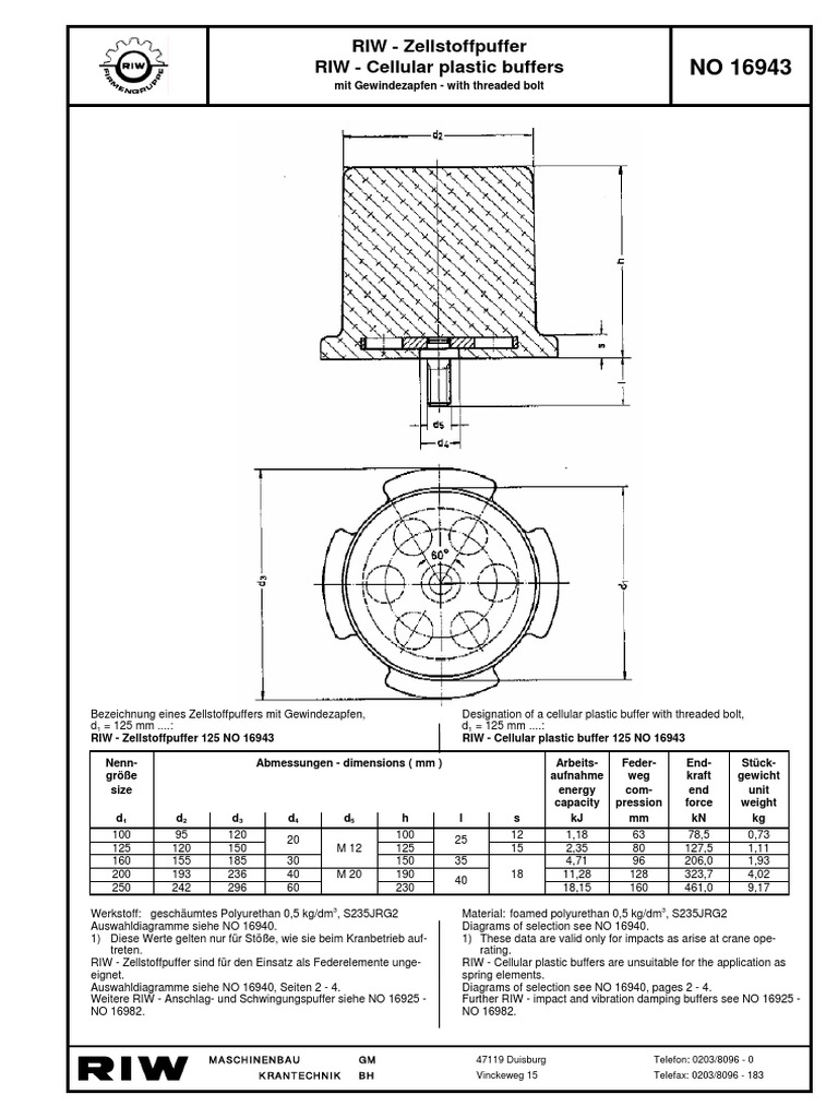 RIW Cellular Plastic Buffers 16943 | PDF