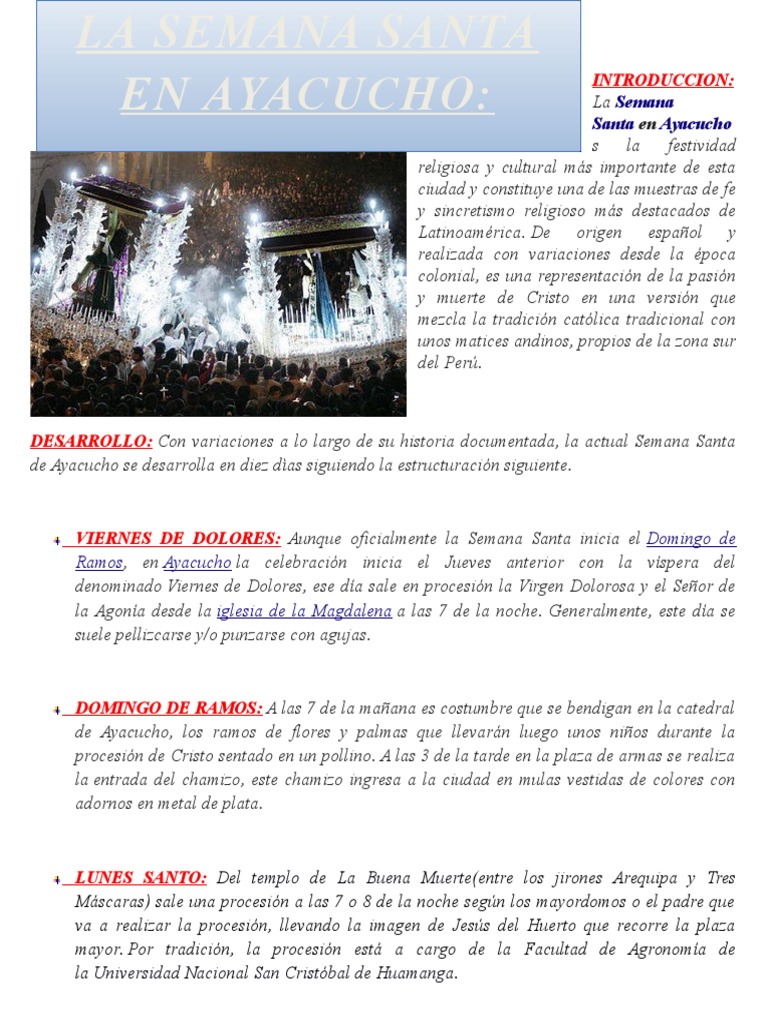 Semana Santa en Ayacucho | PDF | Fiestas cristianas y días santos ...