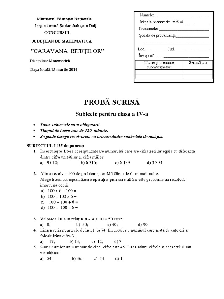 Subiecte Iv