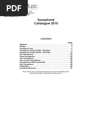Saxophone Catalogue 10 Pdf Saxophone Clarinet