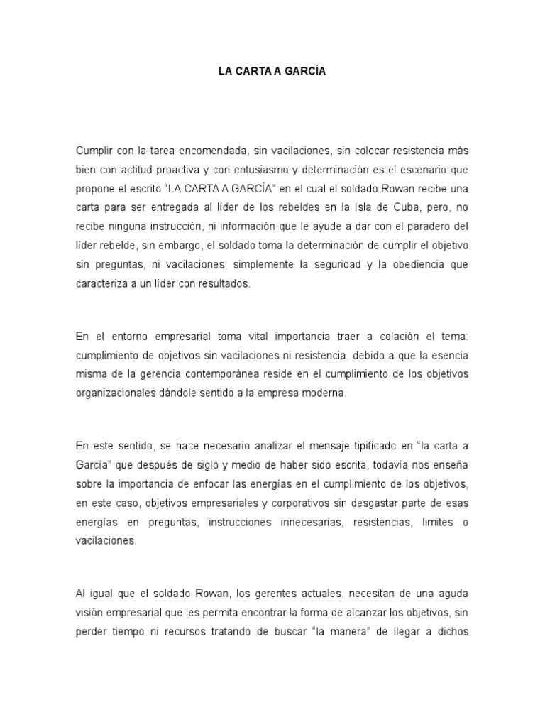 Analisis de Carta a García Planificación Business