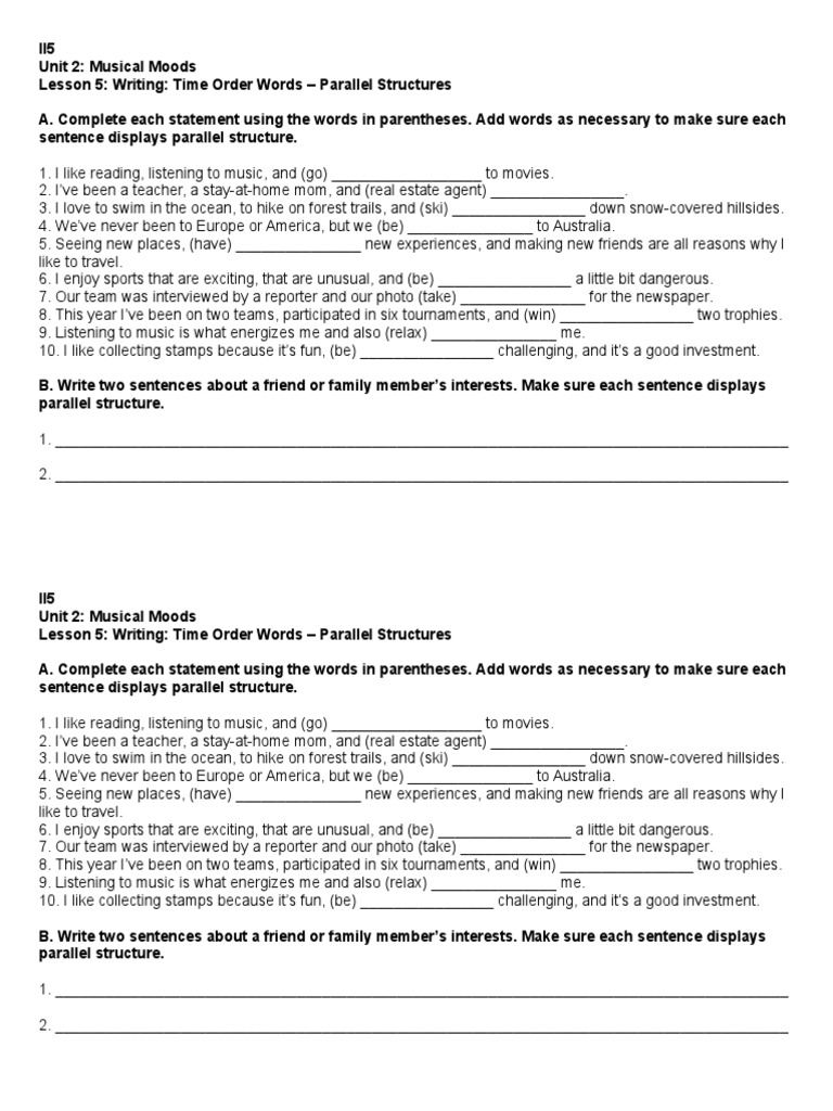 Mastering Parallel Structure in Writing | PDF | Language Arts ...