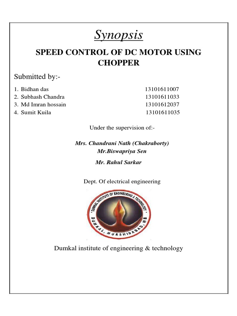 Speed Control of DC Motor Using Chopper | PDF | Power Electronics ...