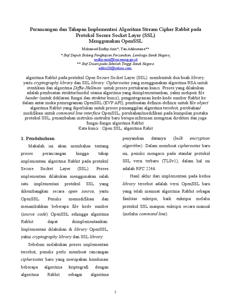 Implementasi Algoritma Rabbit di OpenSSL | PDF