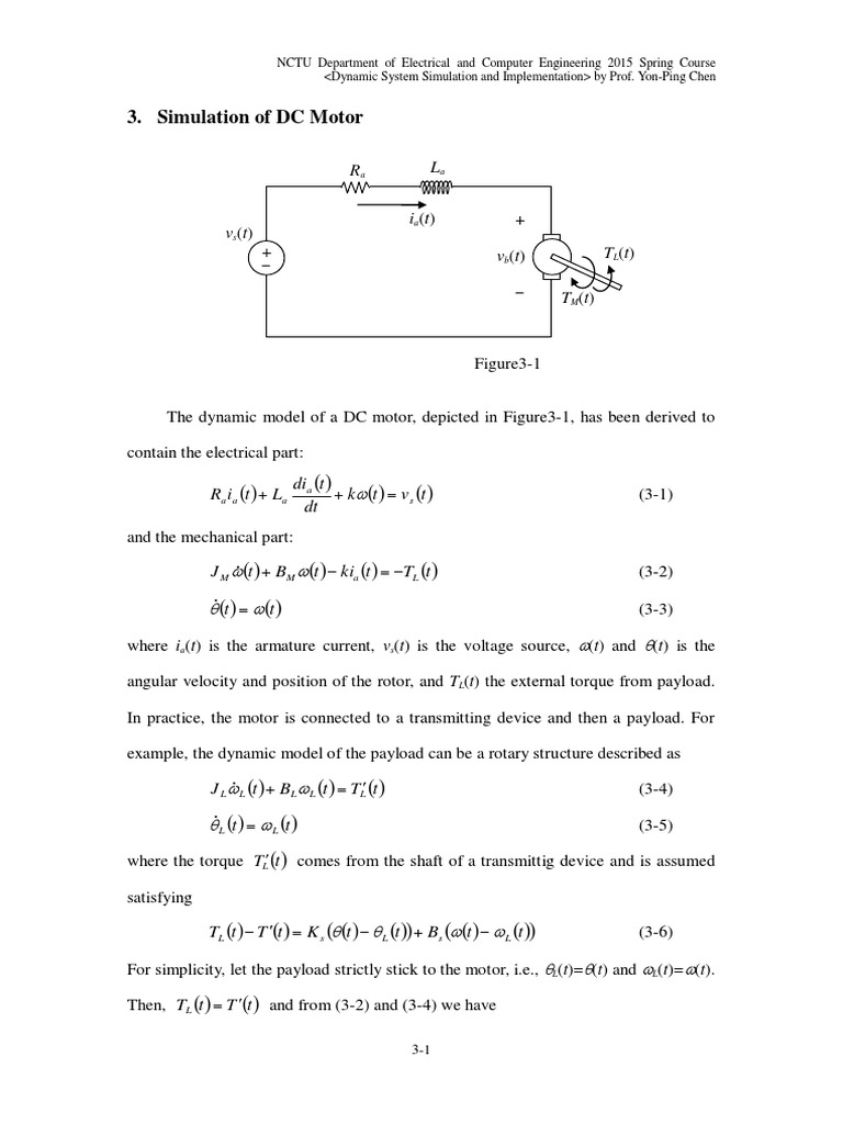 DC Motor Simulation and Parameter Estimation | PDF | Electric Motor ...