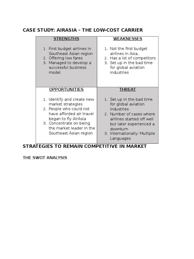 AIRASIA The Low Cost Carrier PDF Low Cost Carrier Airlines