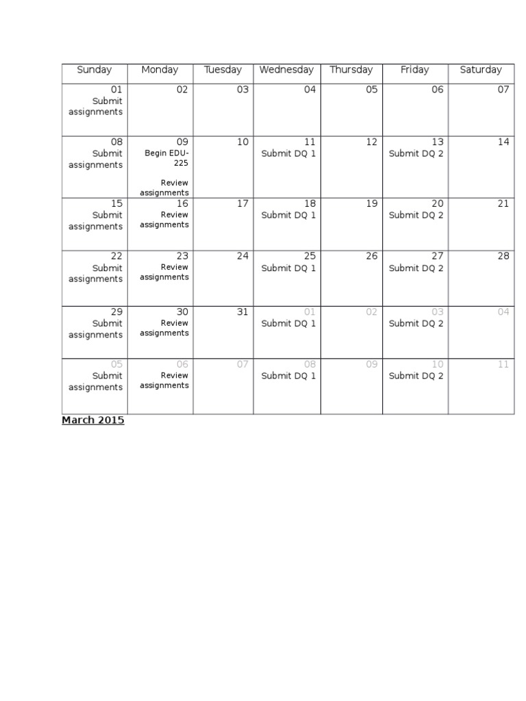 Edu-225 Calendar | PDF