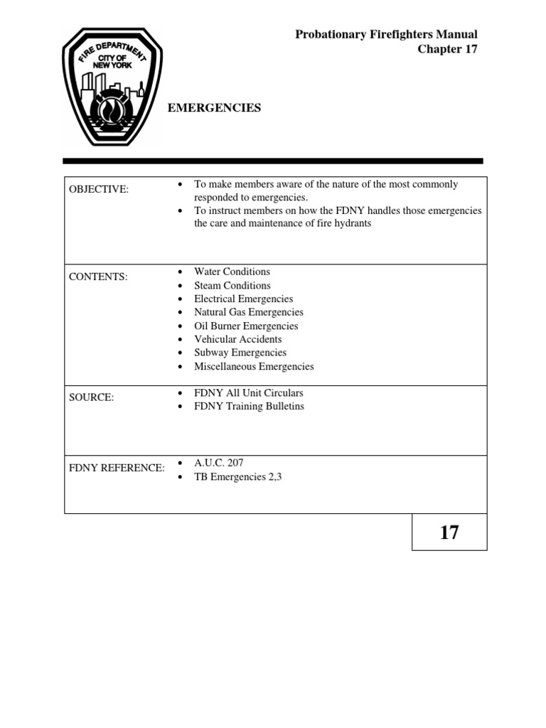 FDNY Probationary Firefighters: Emergencies | PDF | New York City Fire ...