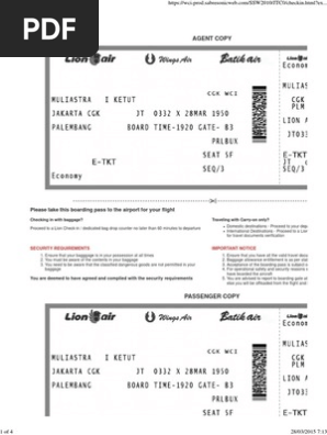 Check in Confirmation Page