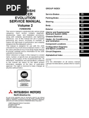 LANCER EVOLUTION-Ⅶ 整備解説書(追補版) NO.1036K02 MITSUBISHI LANCER EVOLUTION IX 整備解説書 Mitsubishi Lancer