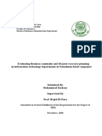 Evaluating Business Continuity and Disaster Recovery Planning in Information Technology Departments in Palestinian Listed Companies