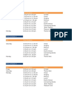 Time Schedule 1 Day Time Duration Game