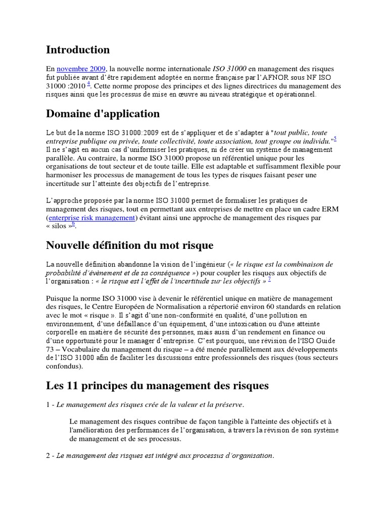 Norme ISO 31000 : Management des risques | PDF | Business | Business ...
