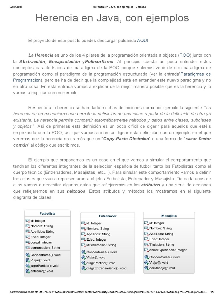 Ejemplos de Herencia en Java | PDF | Herencia (Programación Orientada a ...