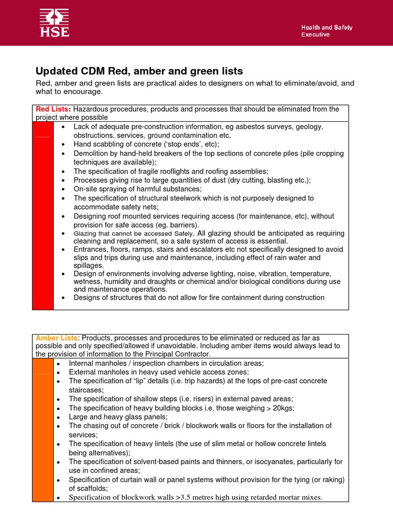 Updated Hse Red Amber Green PDF Building Engineering Industries