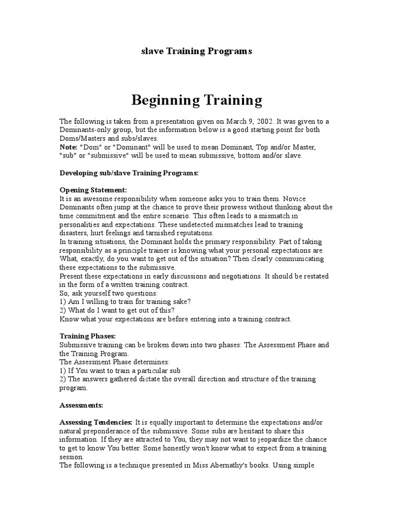 Slave Training Programs1 | PDF | Dominance And Submission