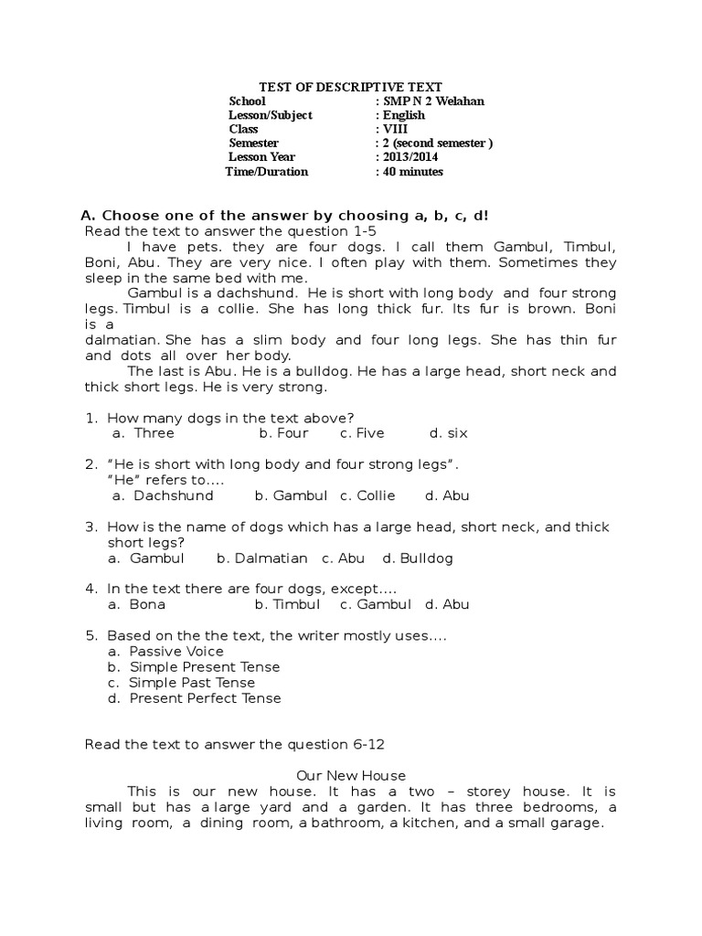 English Test for Grade 8 Students | PDF | Fruit | Botany