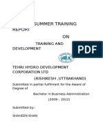 Report On Training and Development inTEHRI HYDRO DEVELOPMENT CORPORATION LTD (RISHIKESH, UTTRAKHAND)