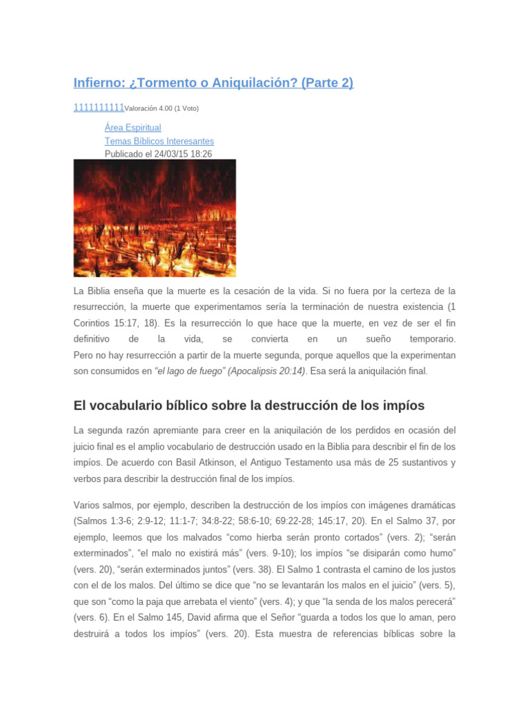La aniquilación de los impíos según la Biblia | PDF | Infierno | Salvación